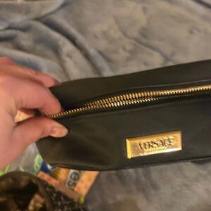 Versace Black Clutch with Gold Detailing